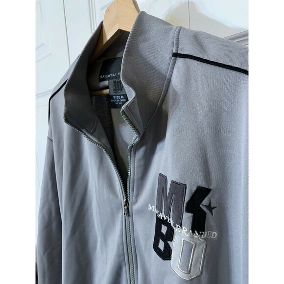 Makaveli Branded Tupac Shakur 2Pac Full Zip Track Jacket - Men’s XL Gray - Picture 3 of 11